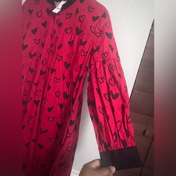 New York & Company Bow-Tie Neck, Hi-Lo Hearts Dress XXL Black/Red - Picture 7 of 13